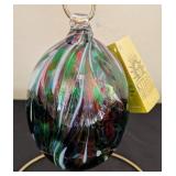 Pair of Art Glass Ornaments and Stands