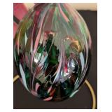 Pair of Art Glass Ornaments and Stands