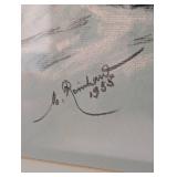 Framed Vintage Portrait Drawing