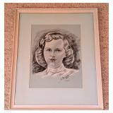 Framed Vintage Portrait Drawing