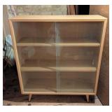Glass Door Blonde Mid Century Bookcase #3