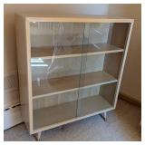 Glass Door Blonde Mid Century Bookcase