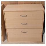Pair of Stacked Blonde Wood Storage Drawers
