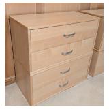 Pair of Stacked Blonde Wood Storage Drawers