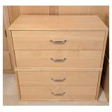 Pair of Stacked Blonde Wood Storage Drawers
