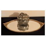 Vintage Mirrored Vanity Tray and Jewelry Casket