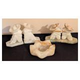 Vintage Carved Onyx Stone Bookends and Ashtray