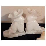 Vintage Carved Onyx Stone Bookends and Ashtray