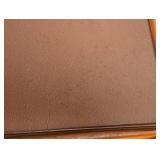 Vintage Teak and Brown Leather Footstool