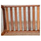 Vintage Teak and Brown Leather Footstool