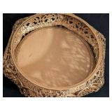 Vintage Gold Tone Filagree Casket Jewelry Box