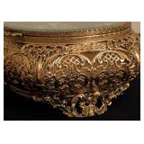 Vintage Gold Tone Filagree Casket Jewelry Box