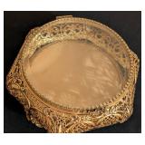 Vintage Gold Tone Filagree Casket Jewelry Box