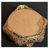 Vintage Gold Tone Filagree Casket Jewelry Box