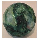 Trio of Hand Blown Glass Ornaments on a Single Display Stand