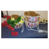 Hanging 10 in. White Flower Baskets (3)