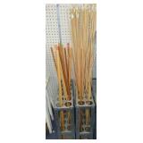 Assorted Wood Dowels and Metal Organizer (2)