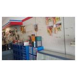 Peg Board, hooks and Shelving.