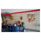 Peg Board, hooks and Shelving.
