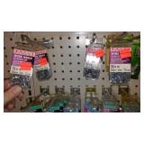 Variety of Tacks, Brads and Staples, picture hangers.