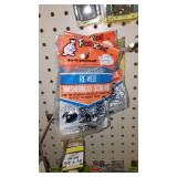 Variety of Tacks, Brads and Staples, picture hangers.