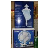 Outdoor Light, 6 in. Fan, Anti Bug (2) Clock.