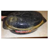 Enamel Roaster (2) and Tea Kettle.