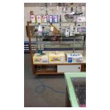 Double Sided Display Shelving with Storage.