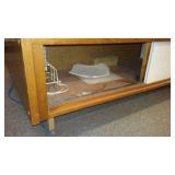 Double Sided Display Shelving with Storage.