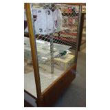 Double Sided Display Shelving with Storage.