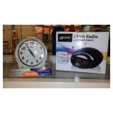 GPX Clock Radio and Westclox Alarm Clock.