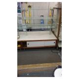 Double Sided Display Shelving with Storage.