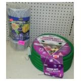 75 ft. hose, 2 ft. garden fencing.