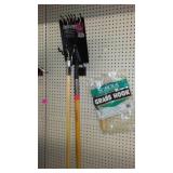 Shingle Shovel, Rake and Grass Hook.