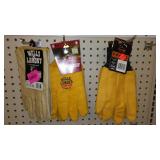 Cotton and Leather work Gloves (4), Large.