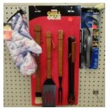 BBQ Utensil Set, Mitts and Lighter.