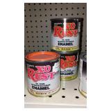 Paint Cans (12), X-O Rust, Red, Orange, Yellow.