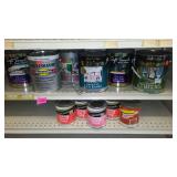 Paint Cans (5) Qts., (6) gals.  Assorted Brands, White.