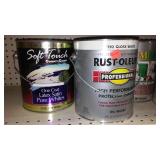 Paint Cans (5) Qts., (6) gals.  Assorted Brands, White.