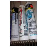 Caulking Assortment (9) and Gun. Dap, GE.