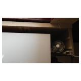 Peg Board Shelving, Storage Cabinet with Contents