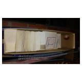 Vintage Card Display and Shopping Baskets.