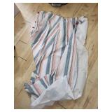 Set of Striped Shower Curtains and Stainless Steel Trash Can