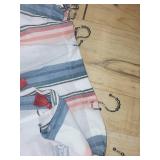 Set of Striped Shower Curtains and Stainless Steel Trash Can