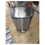 Set of Striped Shower Curtains and Stainless Steel Trash Can