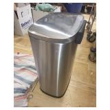 Set of Striped Shower Curtains and Stainless Steel Trash Can