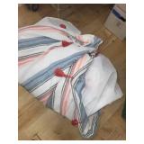 Set of Striped Shower Curtains and Stainless Steel Trash Can