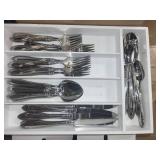 Complete Dining and Glassware Set with Utensils and Linens