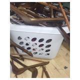 Assorted Household Items including Wooden Hangers, Hair Dryer, Blanket, and Humidifier