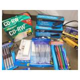 Large Lot of Office Supplies - Staplers, Tape, CD-RWs, and More